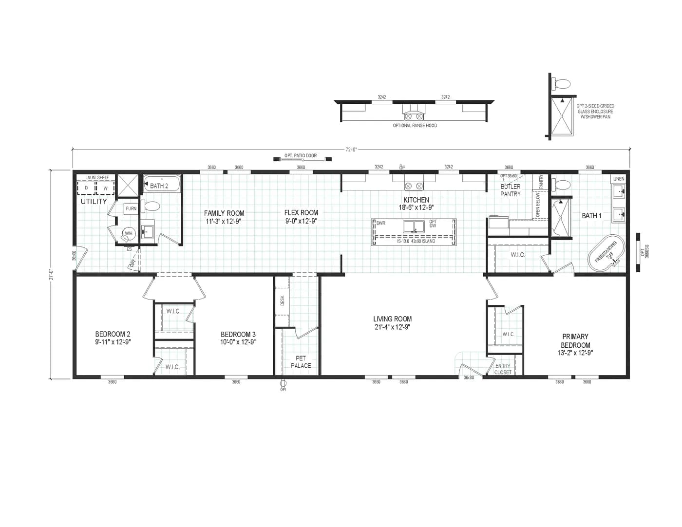 The 7228-5789 THE PULSE Floor Plan. This Manufactured Mobile Home features 3 bedrooms and 2 baths.
