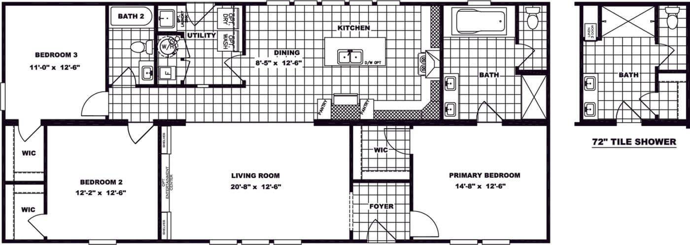 Floor plan for CLASSIC 60B-LOT 1 OAK AT BRUSH CREEK