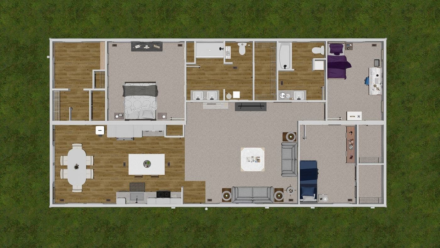 The BRYCE Floor Plan. This Manufactured Mobile Home features 3 bedrooms and 2 baths.