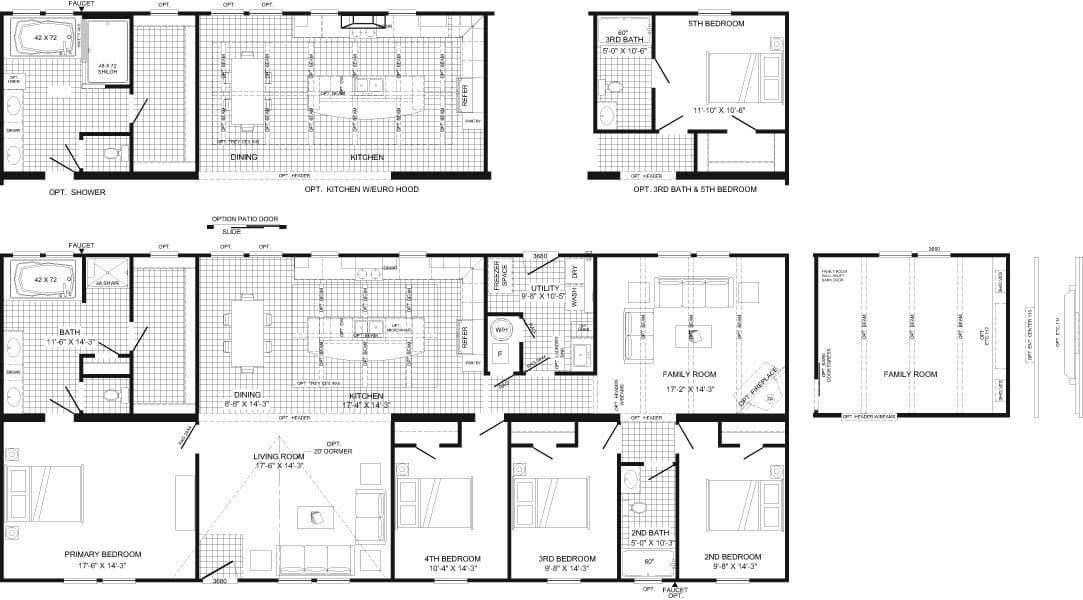 The THE TYRA II Floor Plan. This Manufactured Mobile Home features 4 bedrooms and 2 baths.
