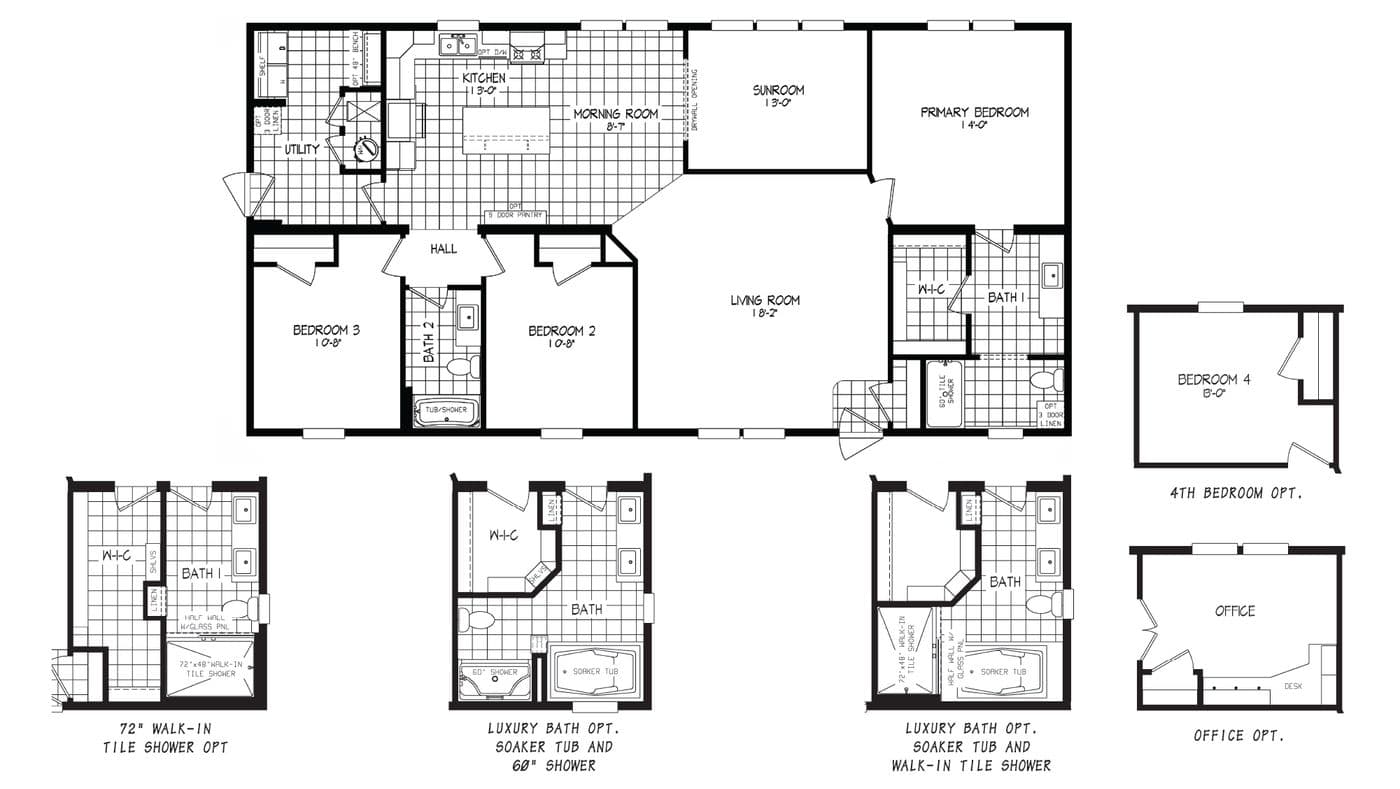 The LEGEND 377-1 Floor Plan. This Manufactured Mobile Home features 3 bedrooms and 2 baths.