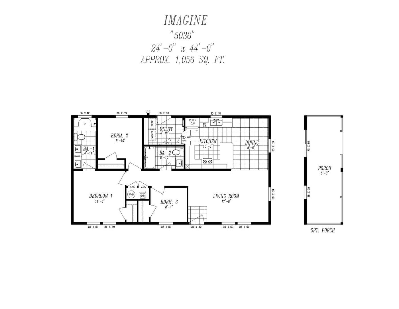 The 5036 IMAGINE Floor Plan. This Manufactured Mobile Home features 3 bedrooms and 2 baths.