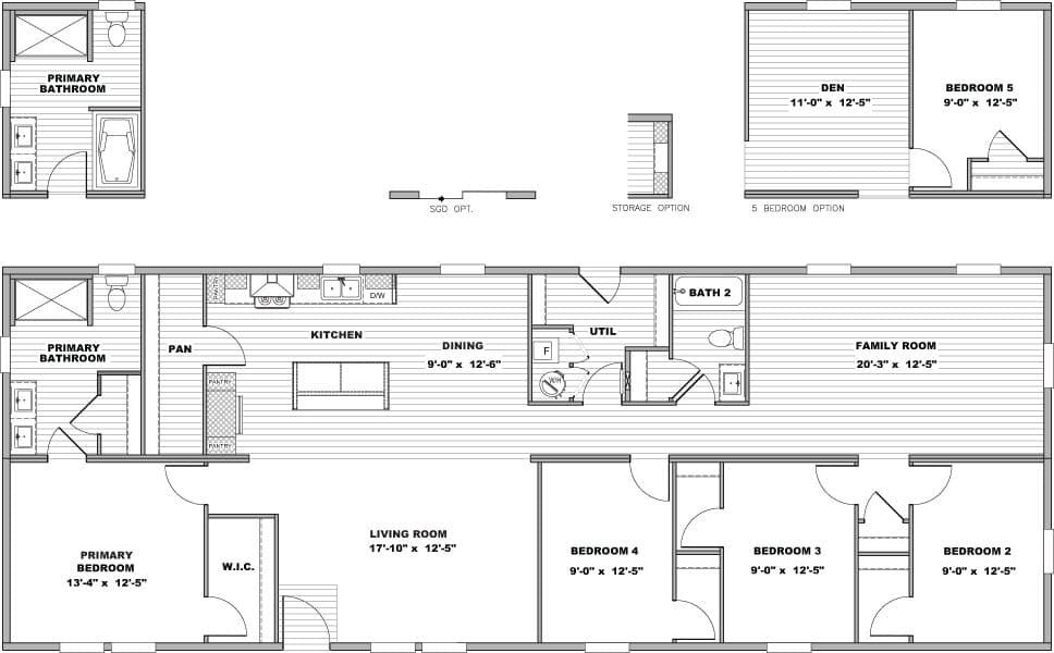 The OCTAVE Floor Plan. This Manufactured Mobile Home features 4 bedrooms and 2 baths.