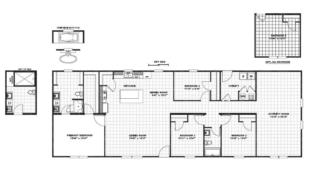 The BOLT Floor Plan. This Manufactured Mobile Home features 4 bedrooms and 2 baths.