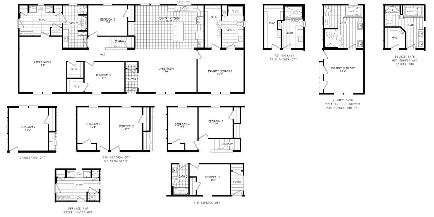 The LEGEND 17-1 MOD Floor Plan. This Modular Home features 3 bedrooms and 2 baths.