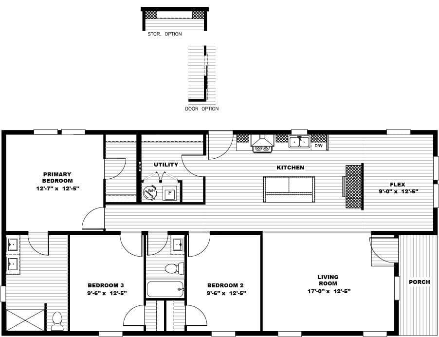 The STAYIN' ALIVE Floor Plan. This Manufactured Mobile Home features 3 bedrooms and 2 baths.