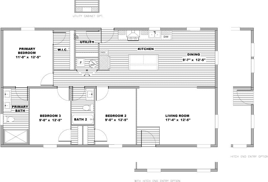 The ARIA Floor Plan. This Manufactured Mobile Home features 3 bedrooms and 2 baths.