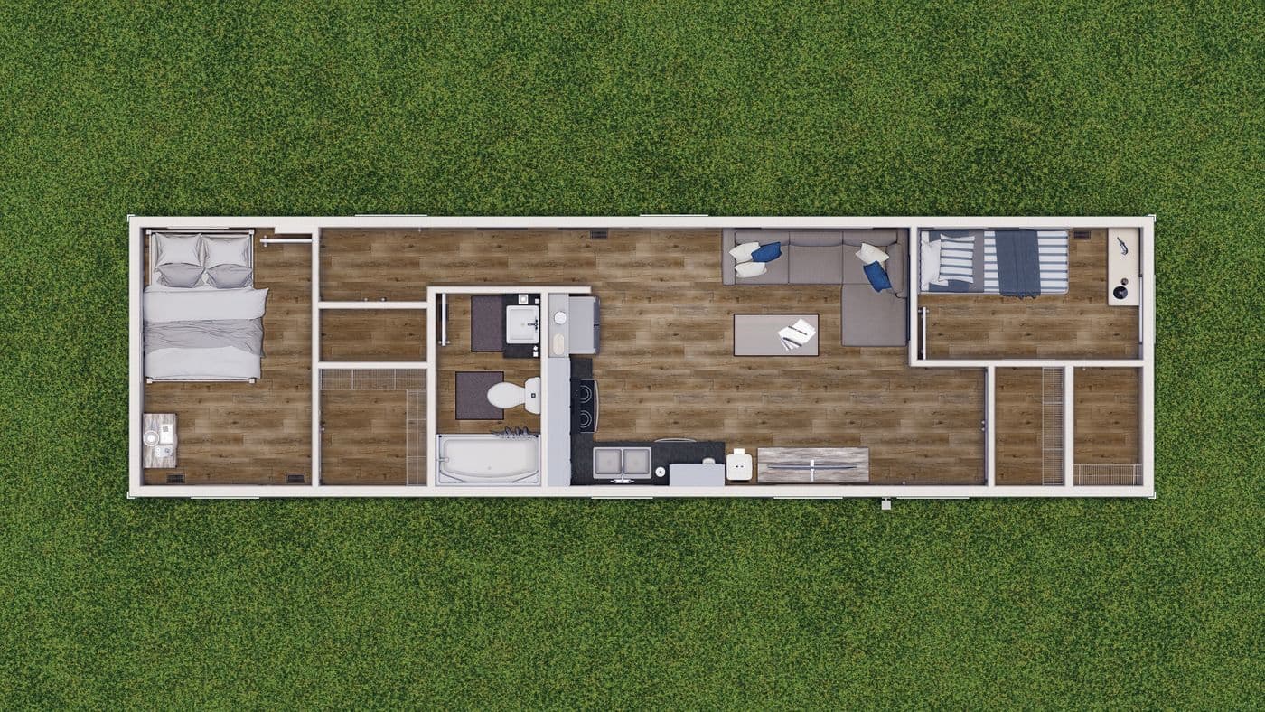 The 4814-CC04 RESOLVE 48 Floor Plan. This Manufactured Mobile Home features 2 bedrooms and 1 bath.