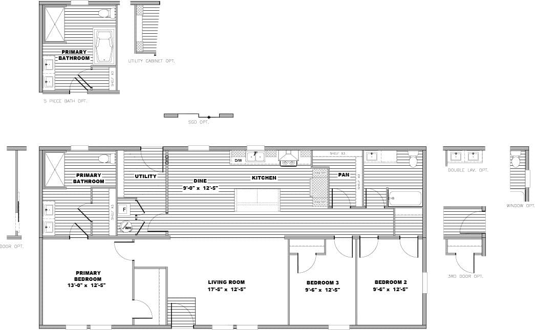 The LEAN ON ME Floor Plan. This Manufactured Mobile Home features 3 bedrooms and 2 baths.