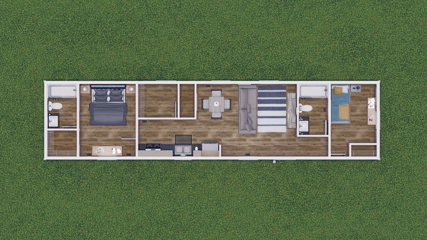 The 5614-CC02 CLEARPATH 56 Floor Plan. This Manufactured Mobile Home features 2 bedrooms and 2 baths.