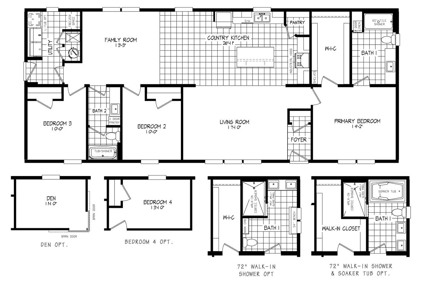 The LEGEND 327-1 Floor Plan. This Manufactured Mobile Home features 3 bedrooms and 2 baths.