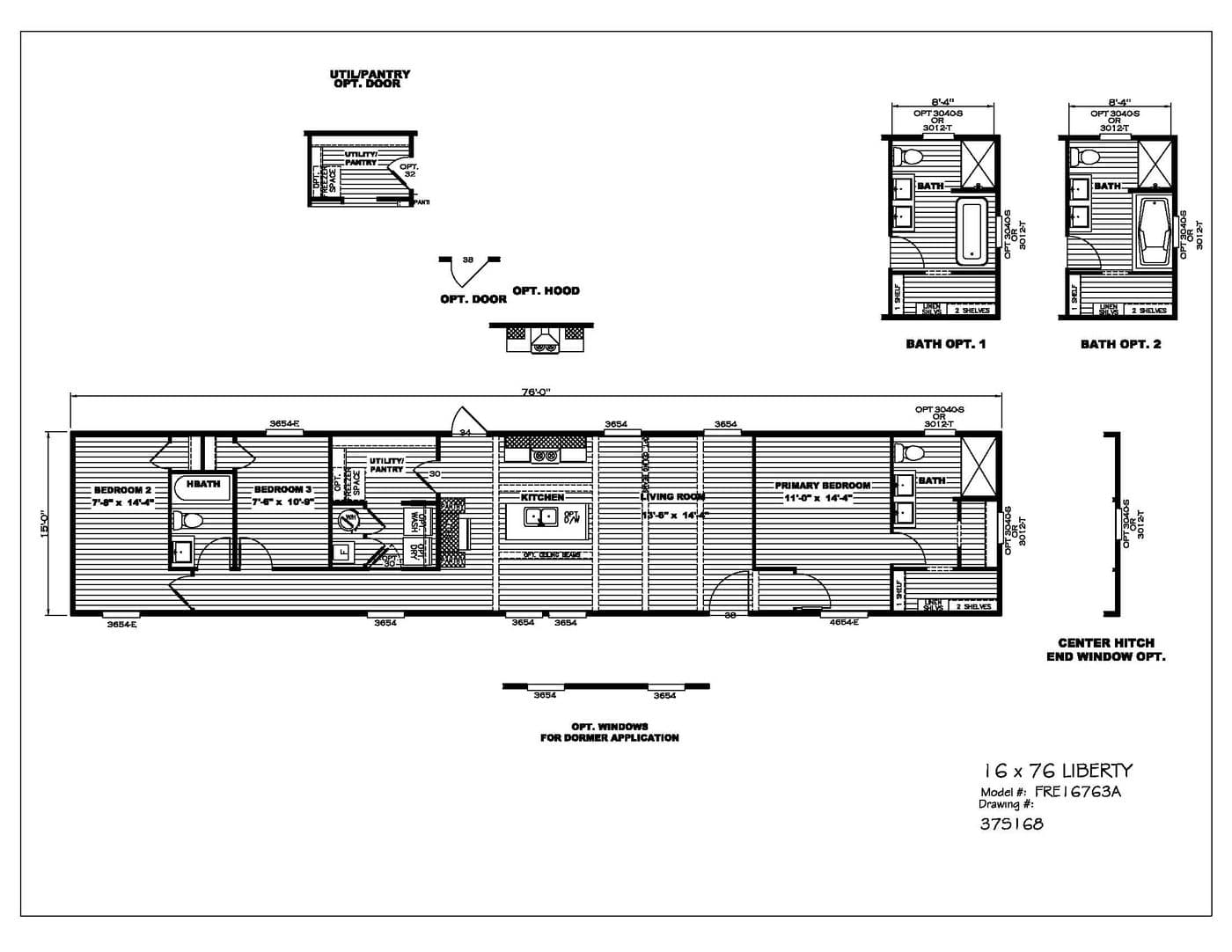 The LIBERTY Floor Plan. This Manufactured Mobile Home features 3 bedrooms and 2 baths.