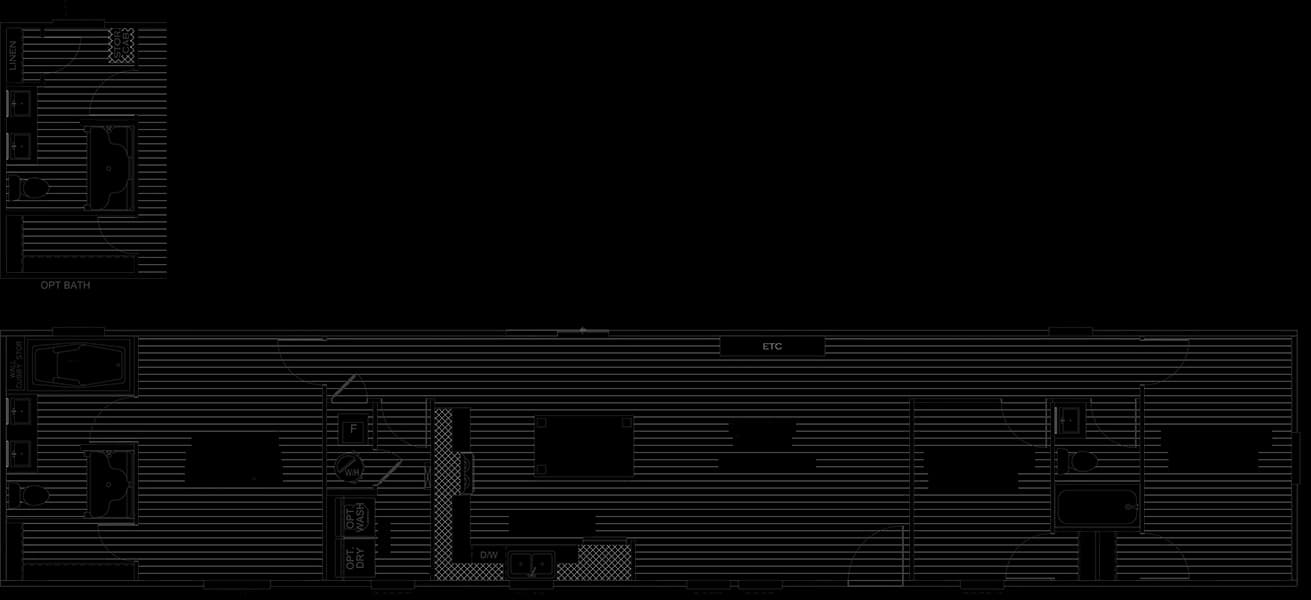 The RESOLUTION 16763H Floor Plan. This Manufactured Mobile Home features 3 bedrooms and 2 baths.