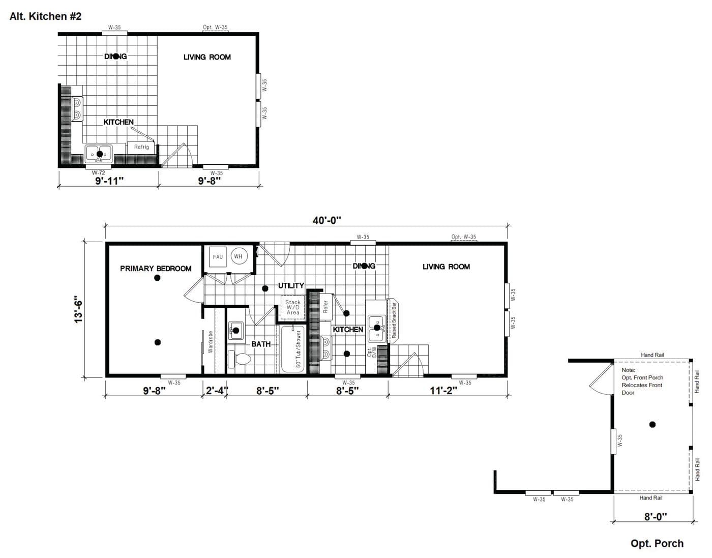 The DRM401M 40'              DREAM Floor Plan. This Manufactured Mobile Home features 1 bedroom and 1 bath.
