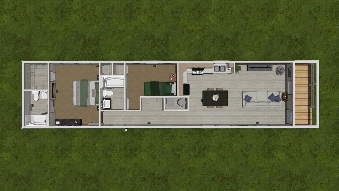 The 6616-4772P THE PULSE Floor Plan. This Manufactured Mobile Home features 2 bedrooms and 2 baths.