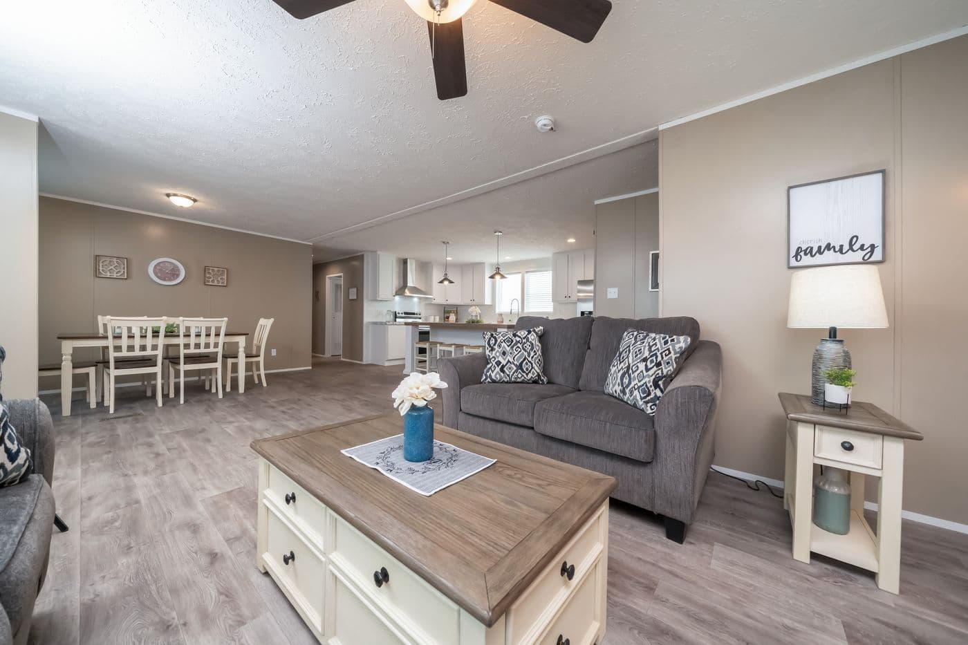 The ISLAND BREEZE Living Room. This Manufactured Mobile Home features 3 bedrooms and 2 baths.