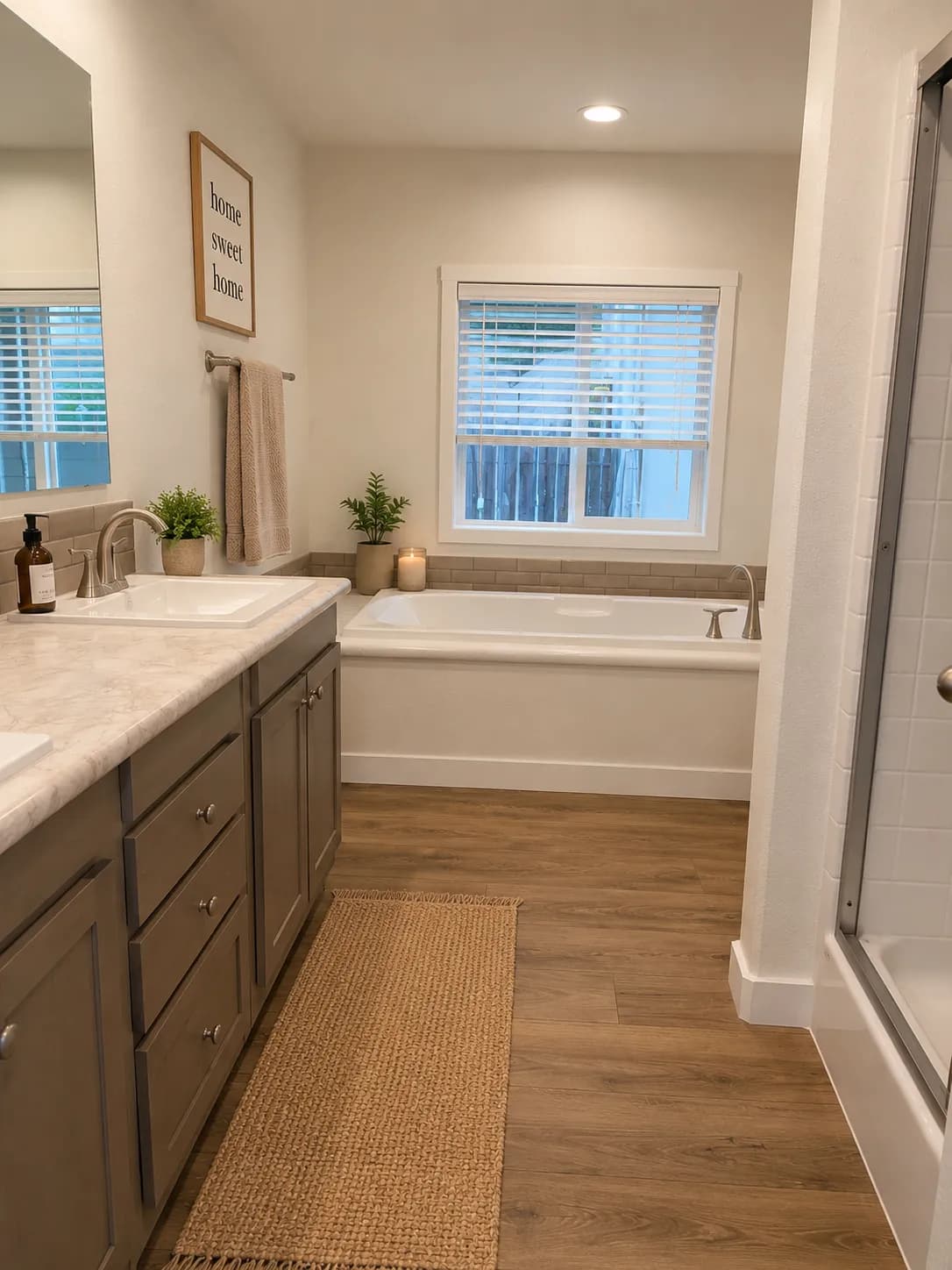 The 5023 IMAGINE Primary Bathroom. This Manufactured Mobile Home features 3 bedrooms and 2 baths.