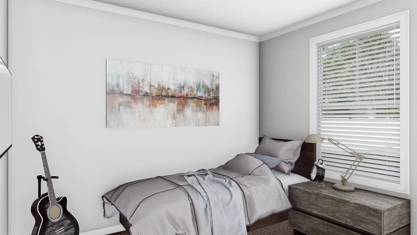 The THE SOUTHERN CHARM Bedroom. This Manufactured Mobile Home features 3 bedrooms and 2 baths.