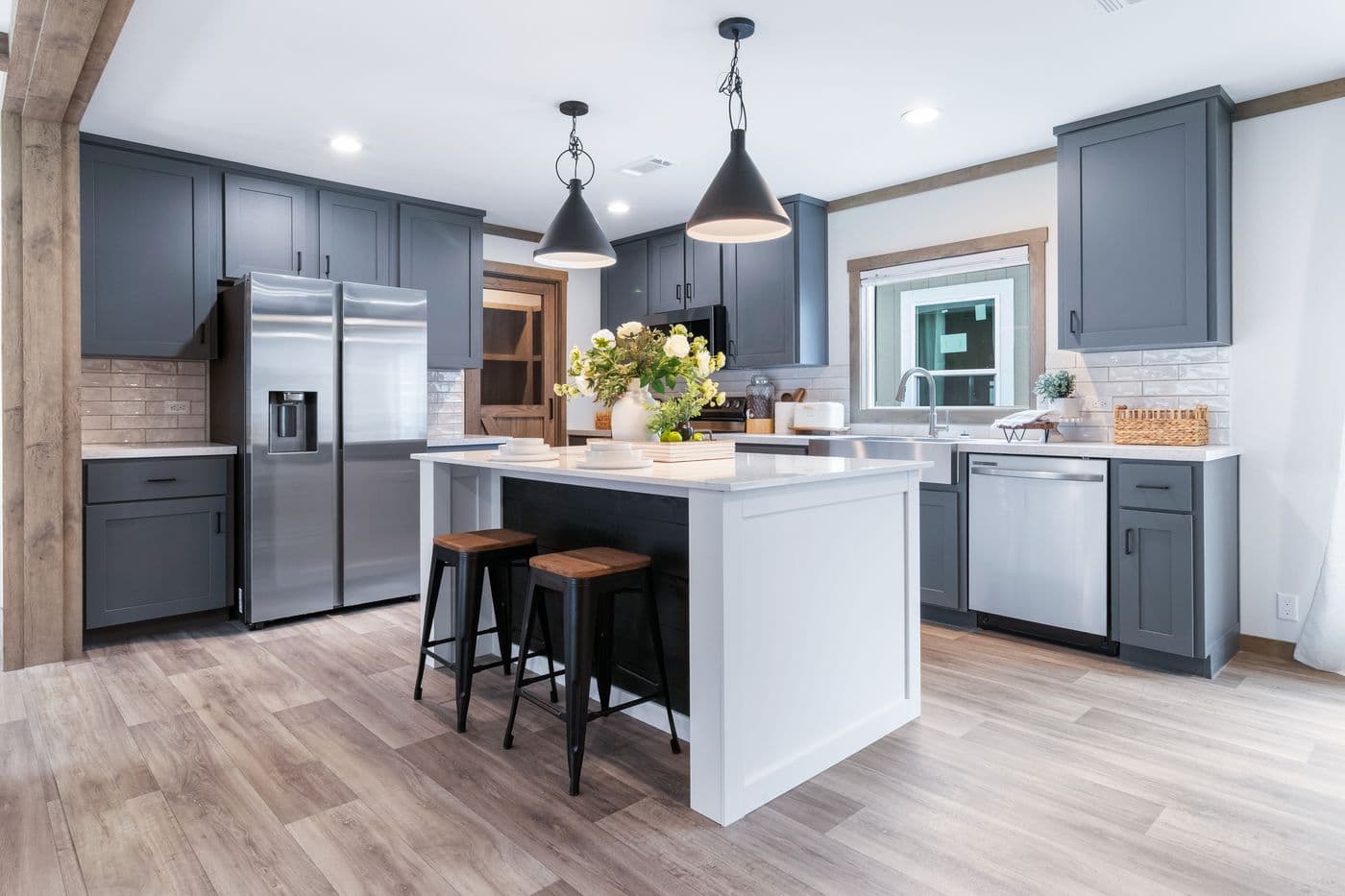 The FARM 3 FLEX Kitchen. This Manufactured Mobile Home features 3 bedrooms and 2 baths.