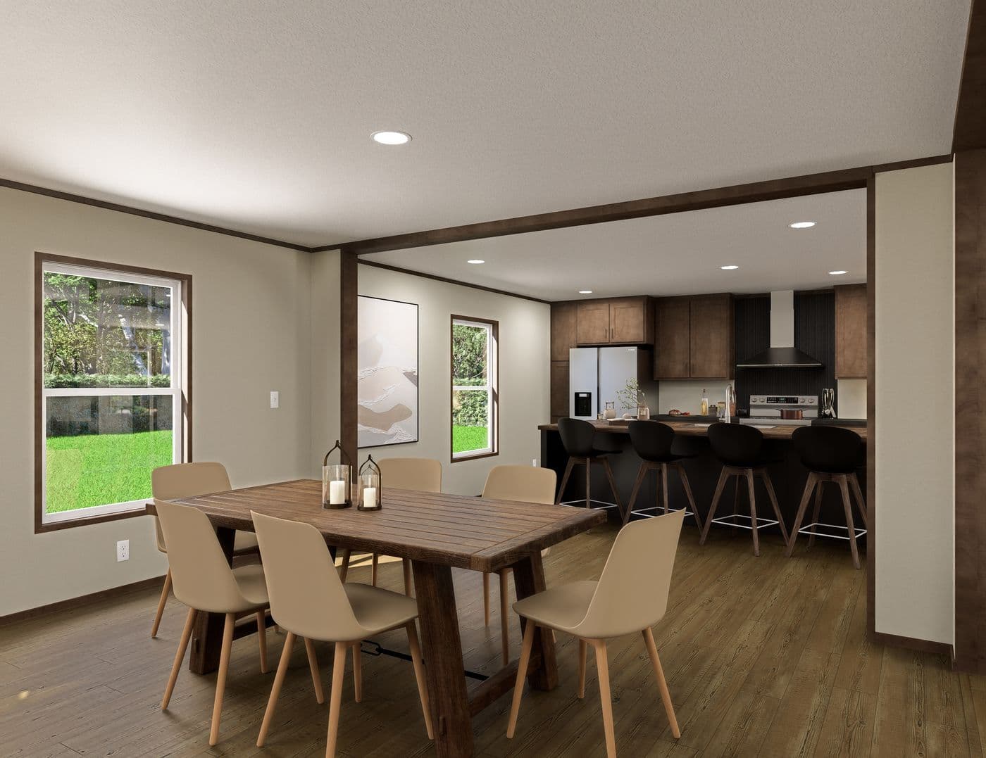 The EVEREST Dining Area. This Manufactured Mobile Home features 4 bedrooms and 2 baths.