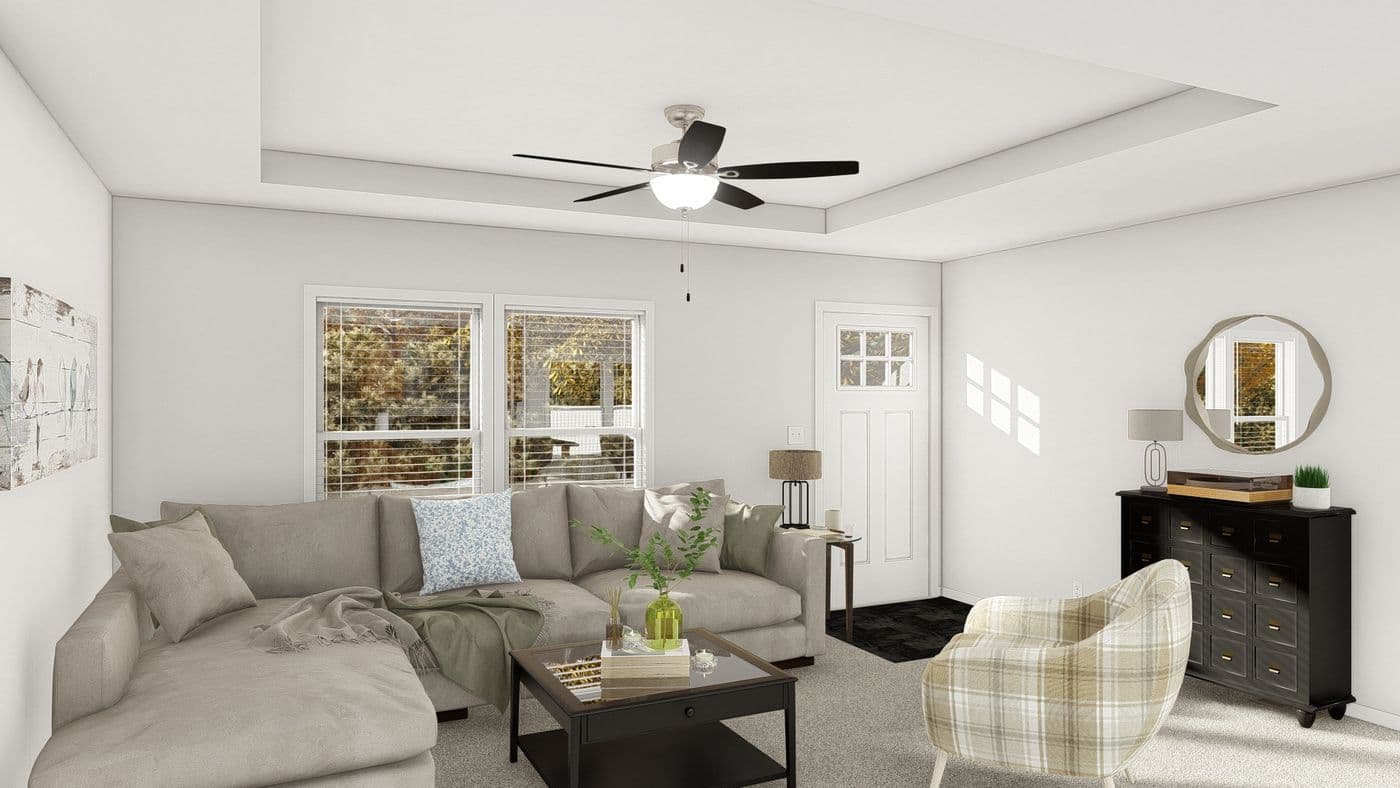 The ING681F EUCALYPTUS          GW Living Room. This Manufactured Mobile Home features 3 bedrooms and 2 baths.