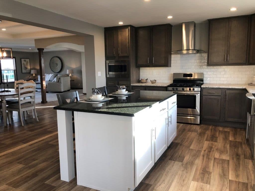 The LEGEND 572-1 MOD Kitchen. This Modular Home features 3 bedrooms and 2 baths.