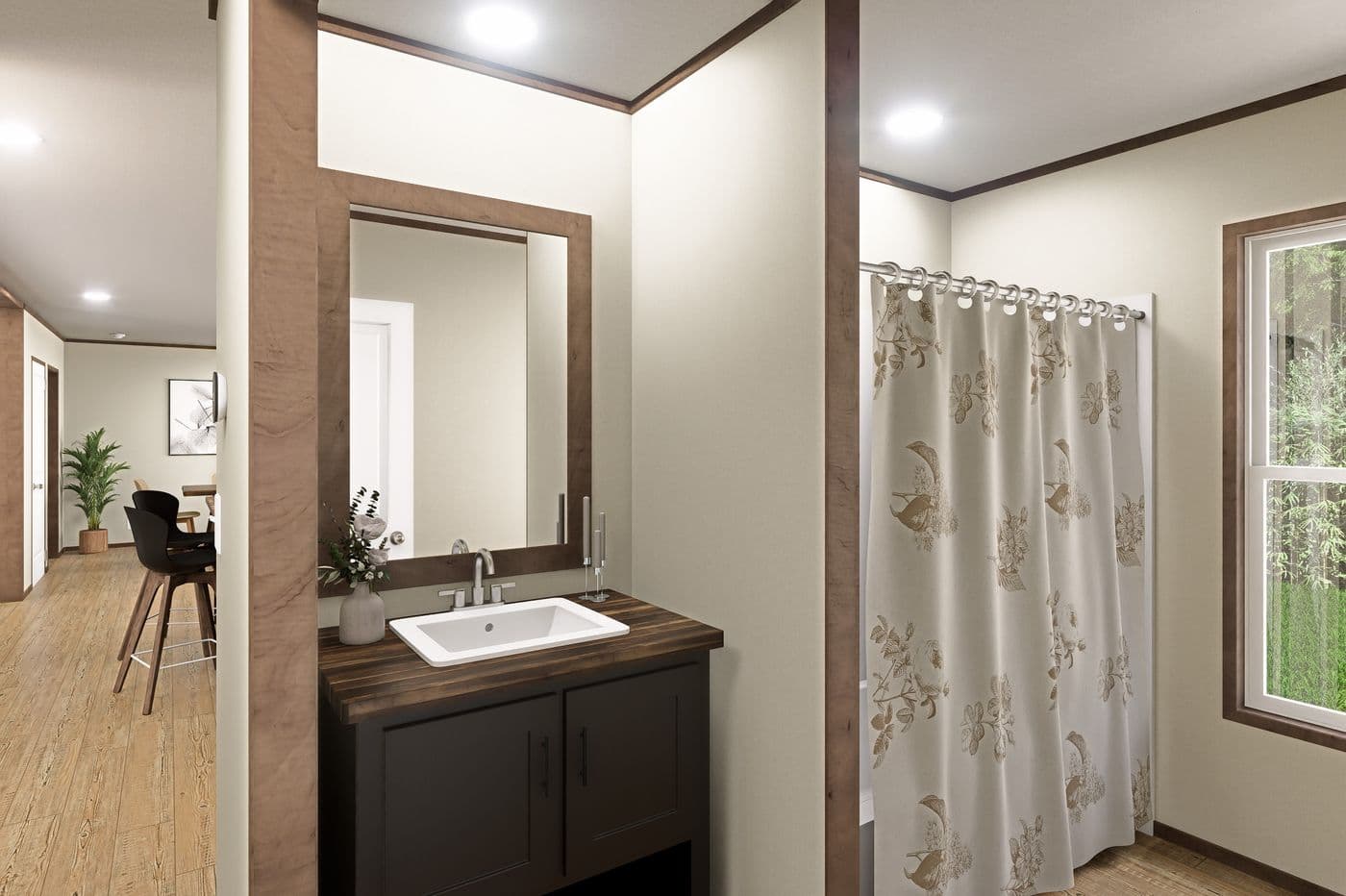 The EXPLORER Guest Bathroom. This Manufactured Mobile Home features 3 bedrooms and 2 baths.