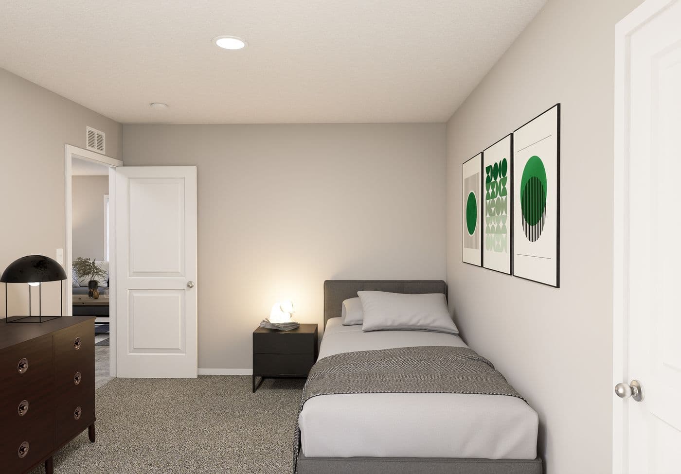 The SLE 681F Bedroom. This Manufactured Mobile Home features 4 bedrooms and 2 baths.
