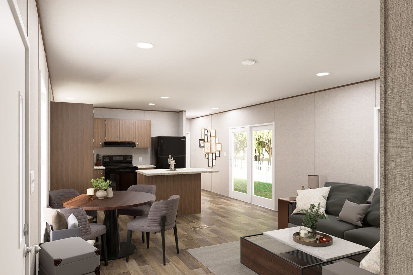 The BIRCH Living Room. This Manufactured Mobile Home features 3 bedrooms and 2 baths.