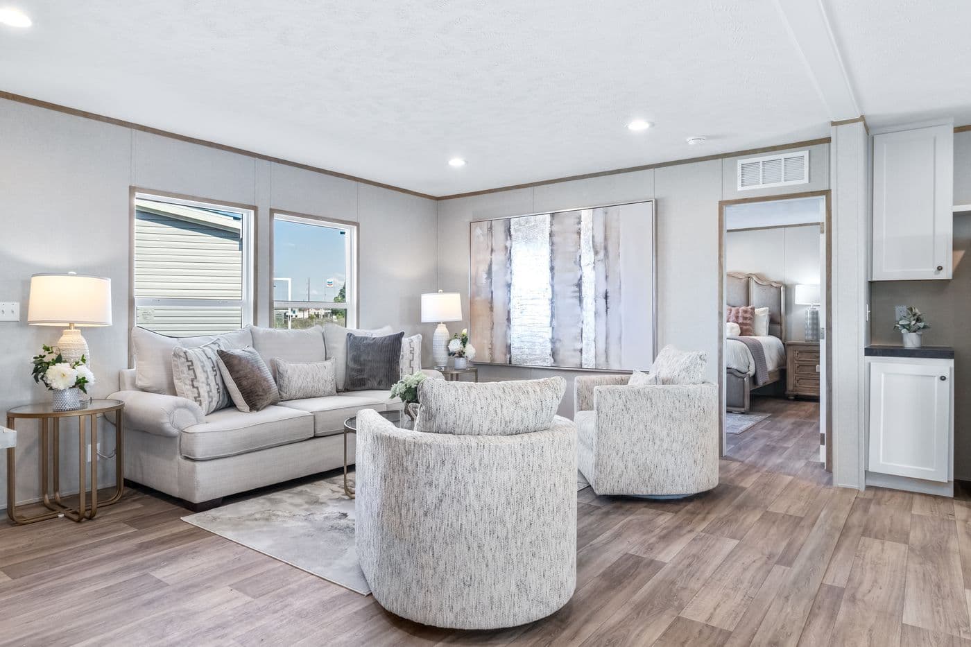 The ASPIRE Living Room. This Manufactured Mobile Home features 3 bedrooms and 2 baths.