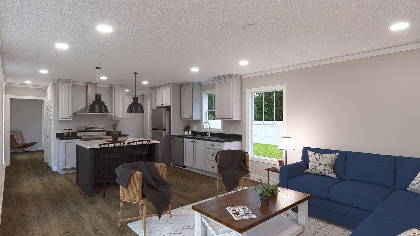 The MOVE ON UP Foyer. This Manufactured Mobile Home features 3 bedrooms and 2 baths.