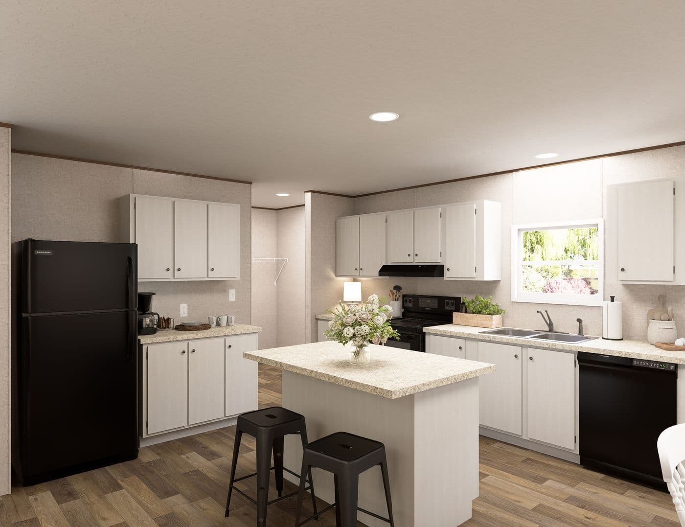 The OAK Kitchen. This Manufactured Mobile Home features 4 bedrooms and 2 baths.