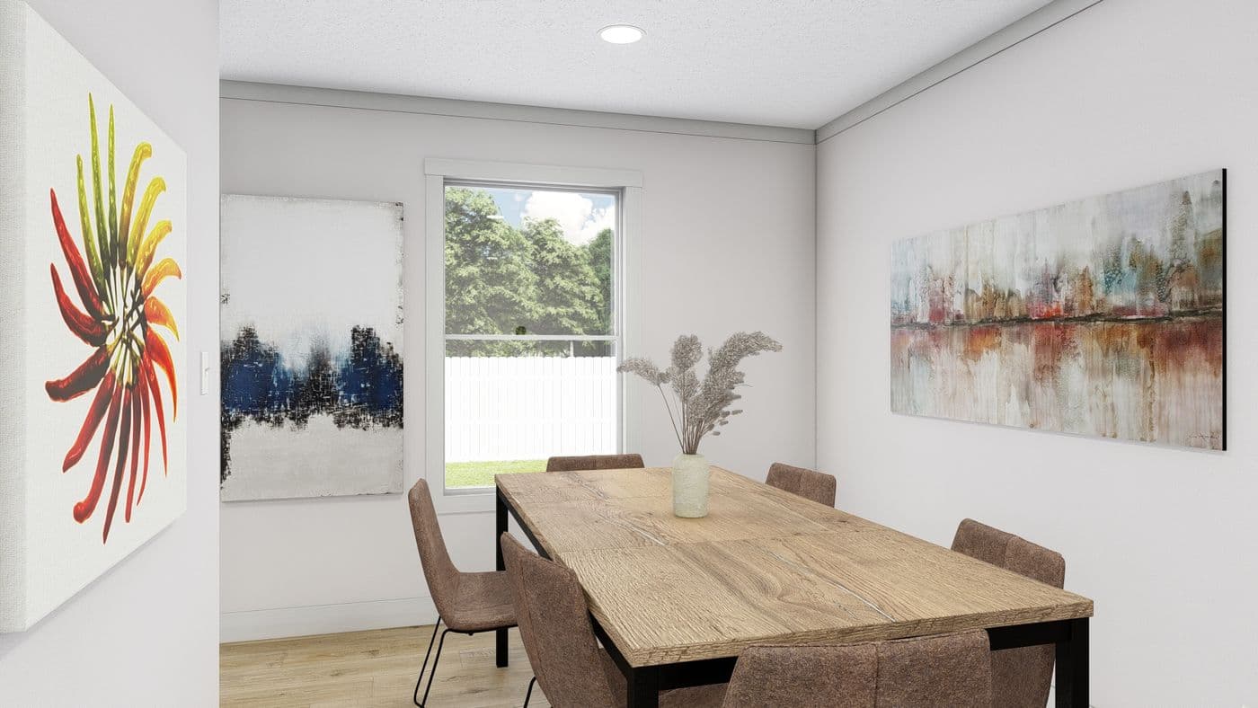 The HEY JUDE 7228-52-1 Dining Room. This Manufactured Mobile Home features 5 bedrooms and 2 baths.