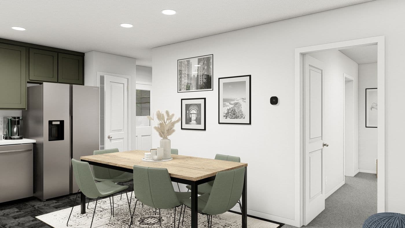 The DRM486F 48'              DREAM Dining Area. This Manufactured Mobile Home features 4 bedrooms and 2 baths.