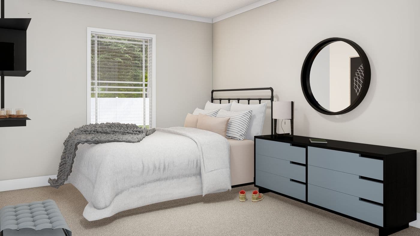 The WINCHESTER FLEX 32 WIDE Bedroom. This Manufactured Mobile Home features 4 bedrooms and 2 baths.