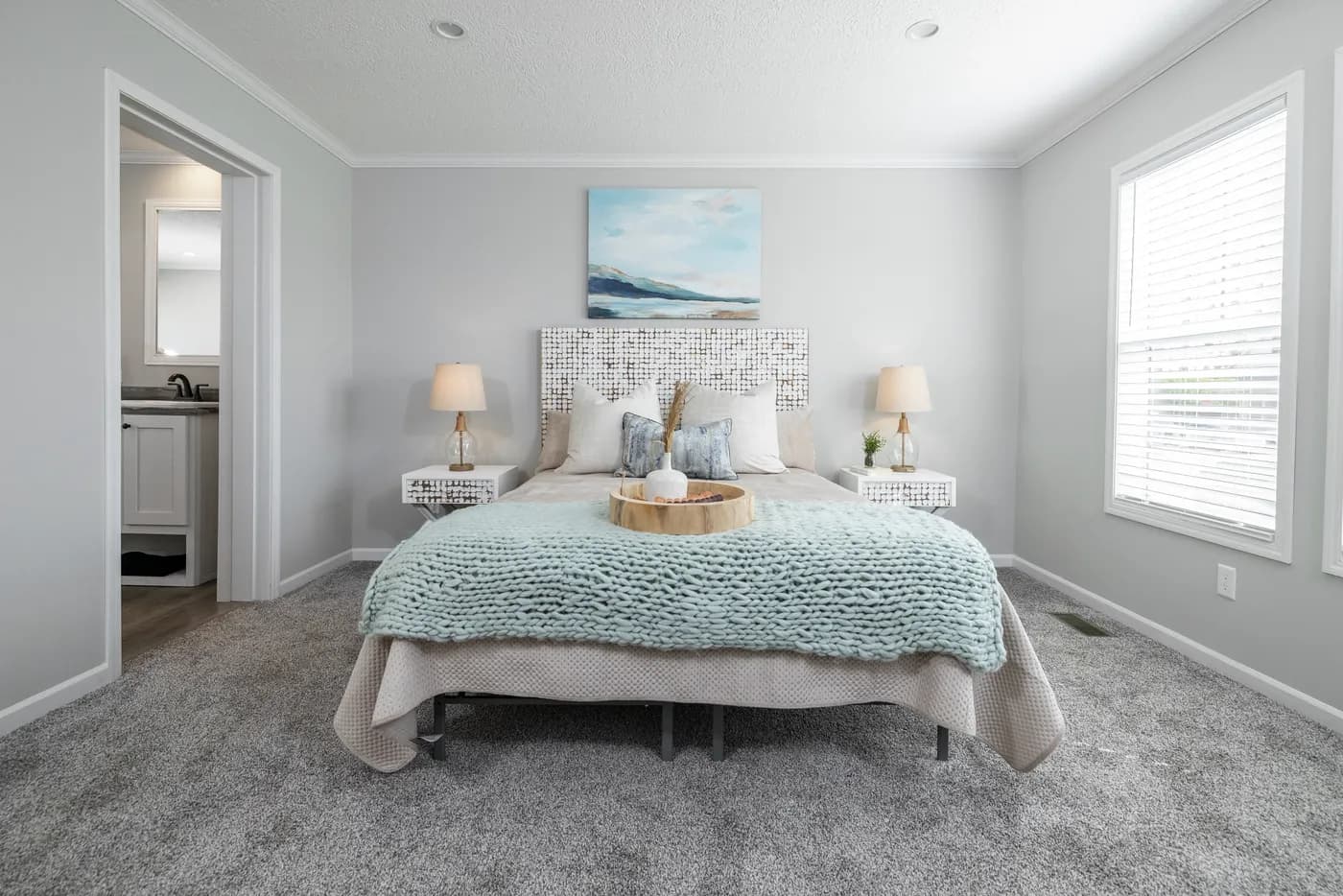 The THE JEFFERSON Primary Bedroom. This Manufactured Mobile Home features 3 bedrooms and 2 baths.