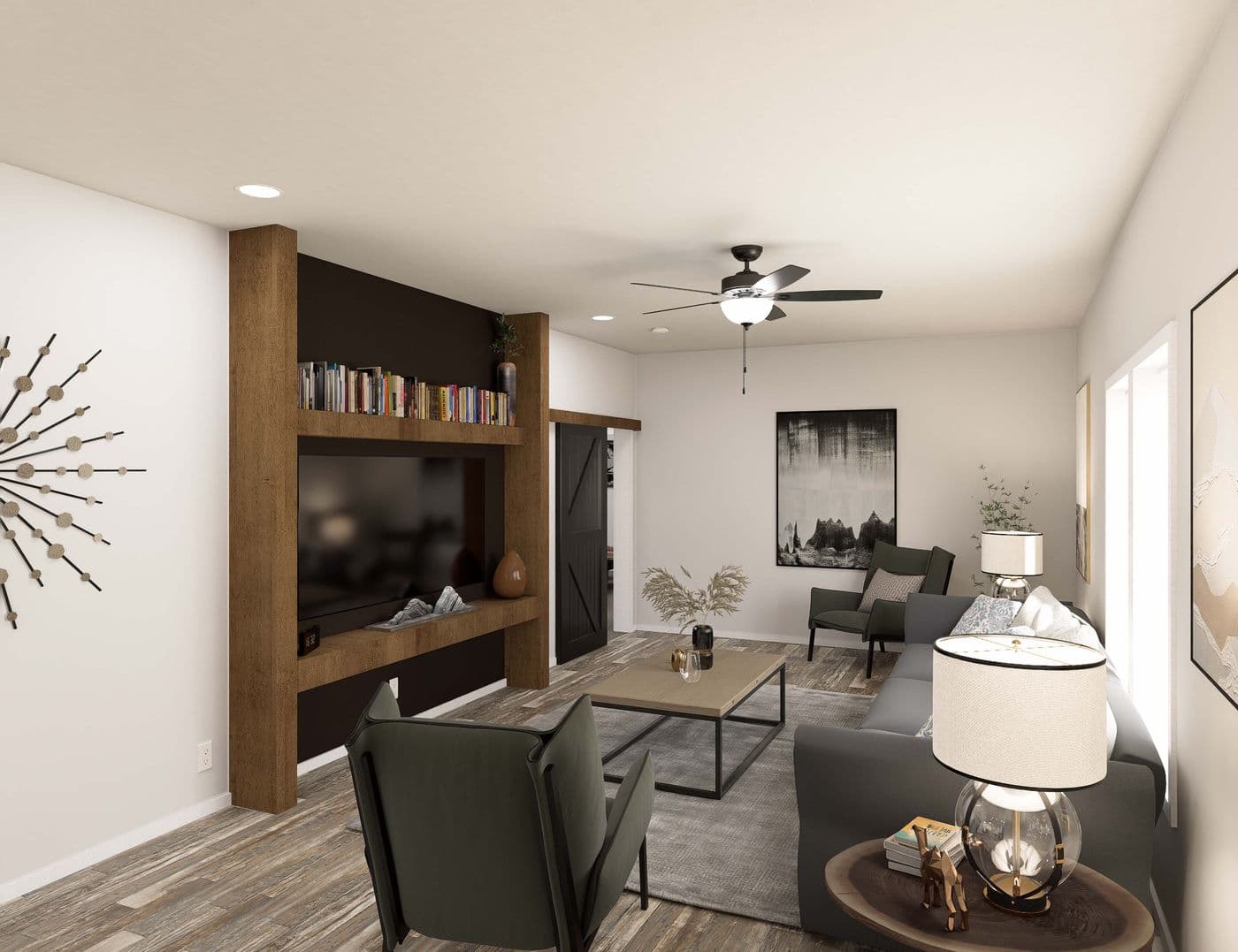 The THE BREEZE 2.5         CLAYTON Living Room. This Manufactured Mobile Home features 4 bedrooms and 2 baths.