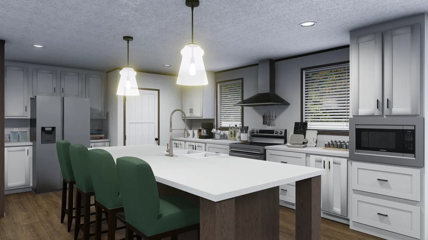 The PEARL Kitchen. This Manufactured Mobile Home features 4 bedrooms and 2 baths.
