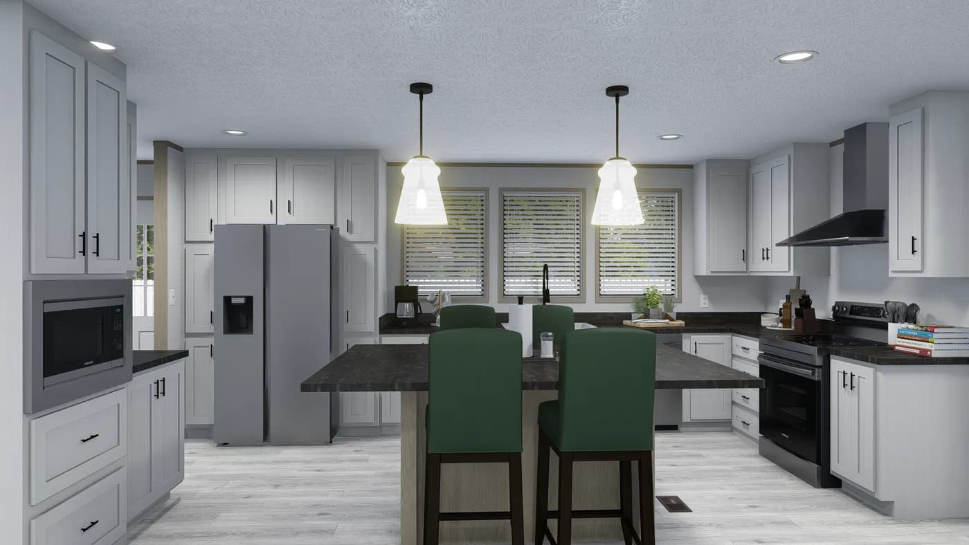 The LINCOLN Kitchen. This Manufactured Mobile Home features 3 bedrooms and 2 baths.