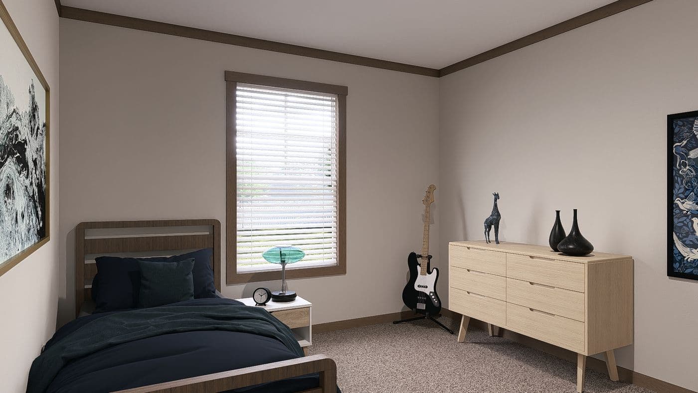 The EMILIE Guest Bedroom. This Manufactured Mobile Home features 3 bedrooms and 2 baths.