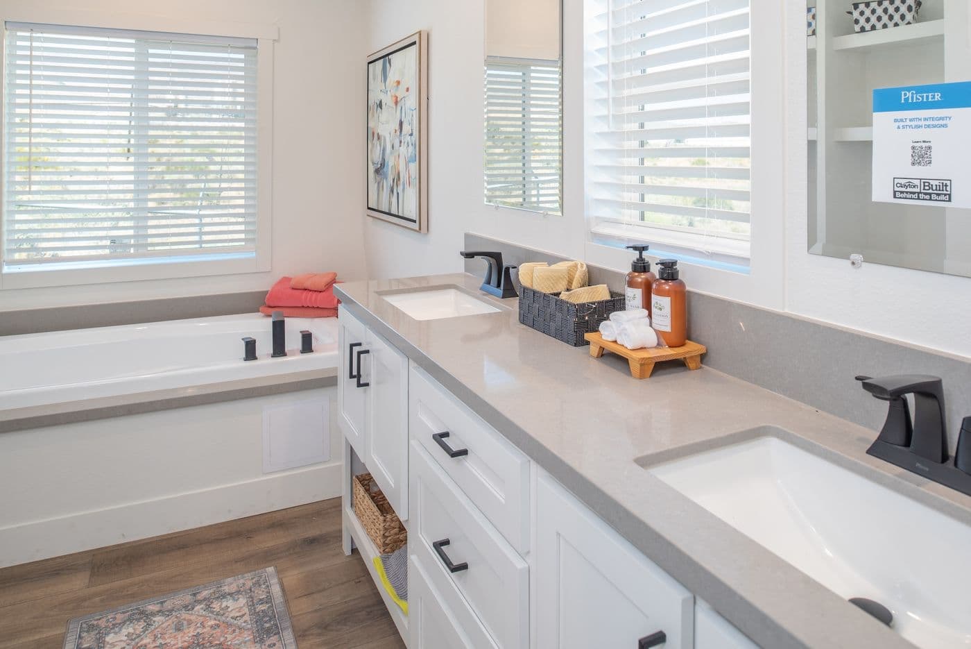 The HCP 4260-4A            LORETTA Primary Bathroom. This Manufactured Mobile Home features 4 bedrooms and 3 baths.