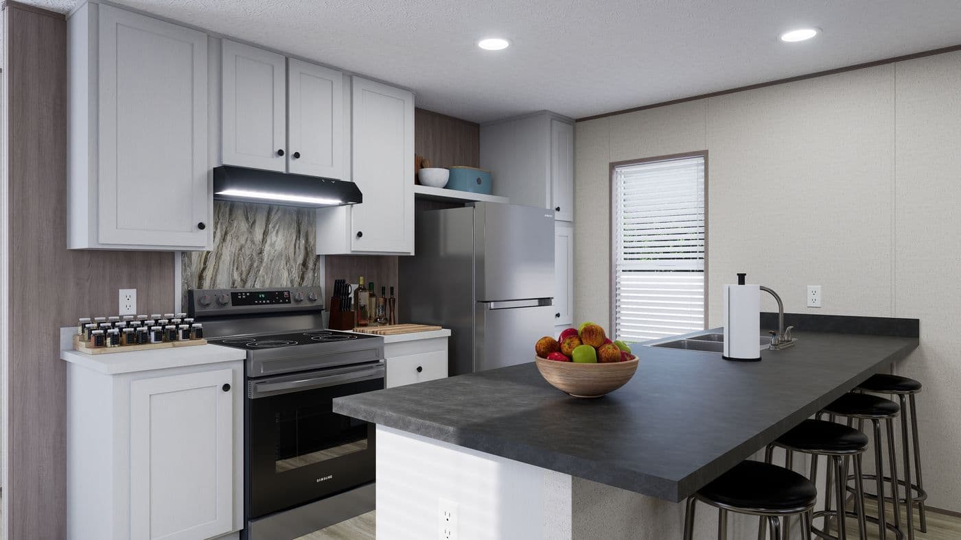 The ROCKY CREST Kitchen. This Manufactured Mobile Home features 3 bedrooms and 2 baths.