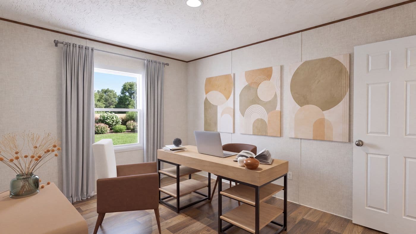 The SPRUCE Bedroom. This Manufactured Mobile Home features 3 bedrooms and 2 baths.