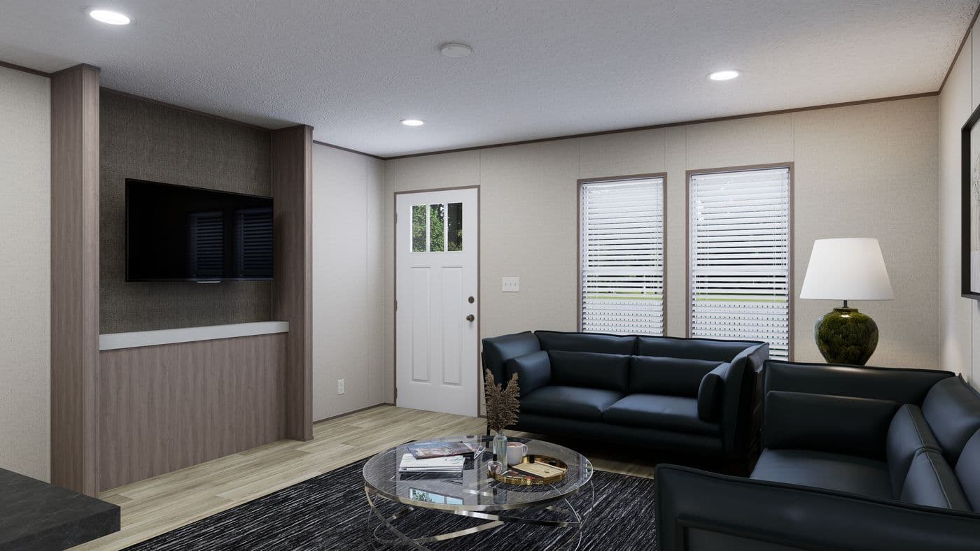 The ROCKY CREST Living Room. This Manufactured Mobile Home features 3 bedrooms and 2 baths.