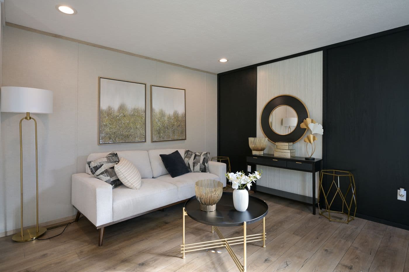 The TIGER'S EYE 7416-456 Living Room. This Manufactured Mobile Home features 3 bedrooms and 2 baths.