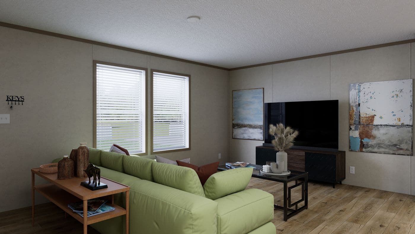 The 4828-CC51 PILLAR 48 Living Room. This Manufactured Mobile Home features 3 bedrooms and 2 baths.