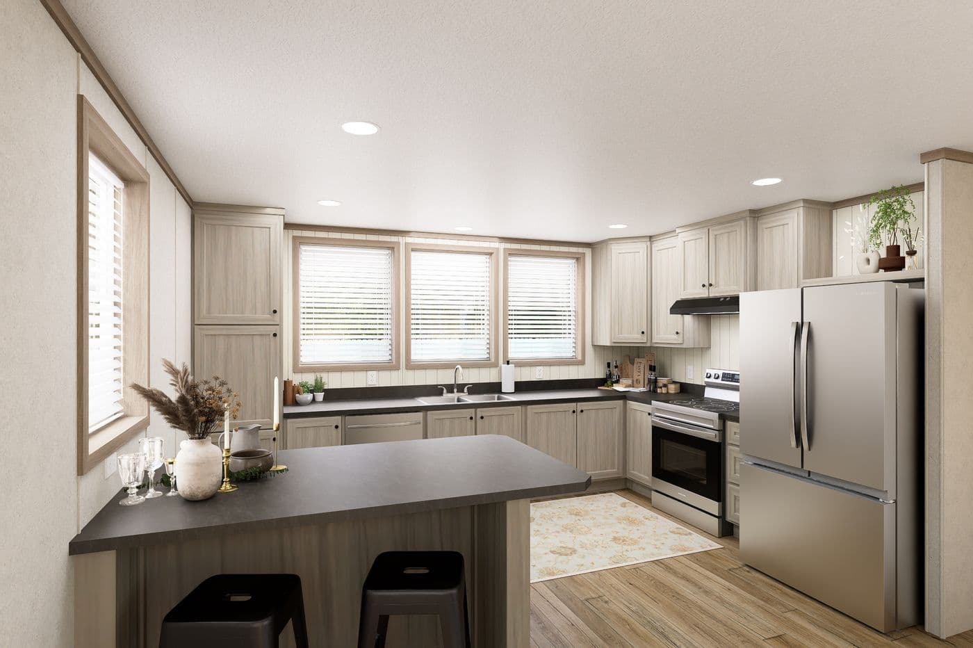 The 7216-CC01 CORNERSTONE 72 Kitchen. This Manufactured Mobile Home features 3 bedrooms and 2 baths.