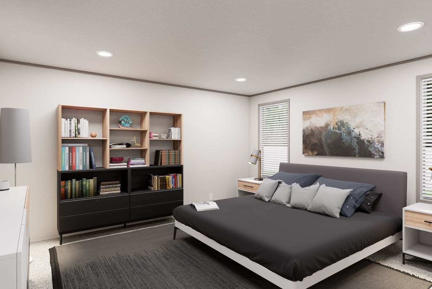 The DIAMOND Primary Bedroom. This Manufactured Mobile Home features 3 bedrooms and 2 baths.