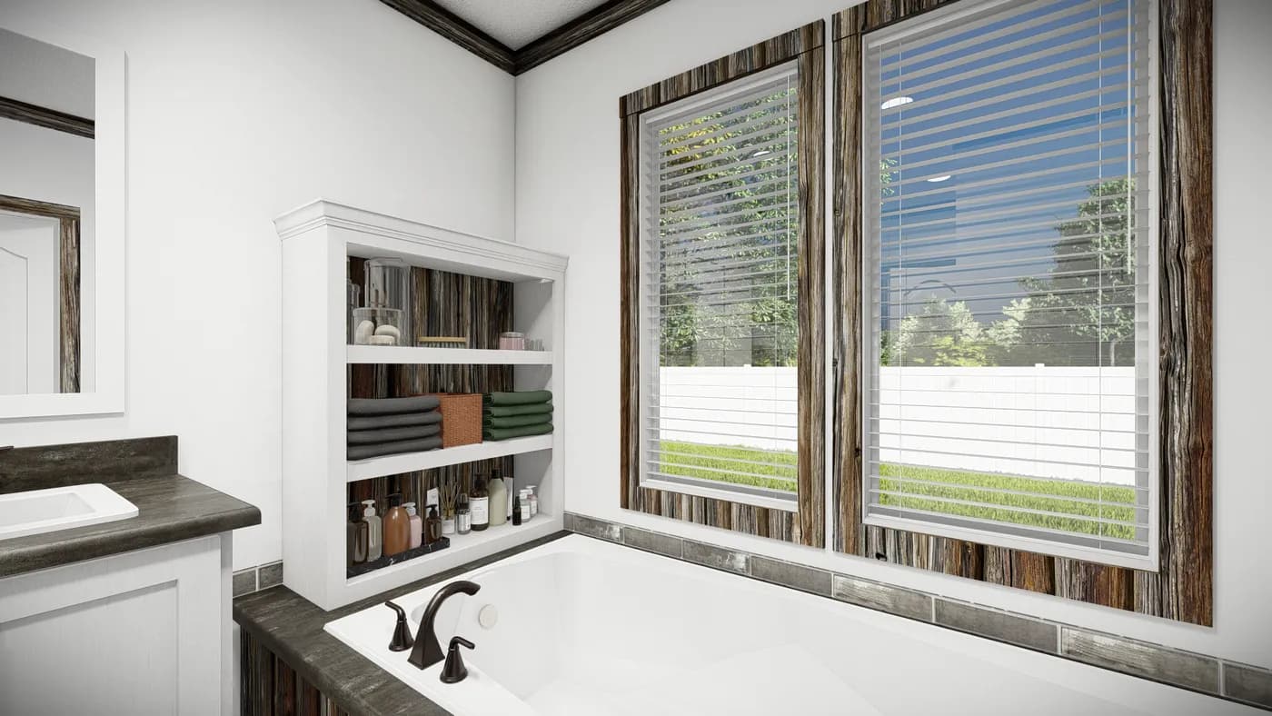 The THE BANDIT Primary Bathroom. This Manufactured Mobile Home features 3 bedrooms and 2 baths.