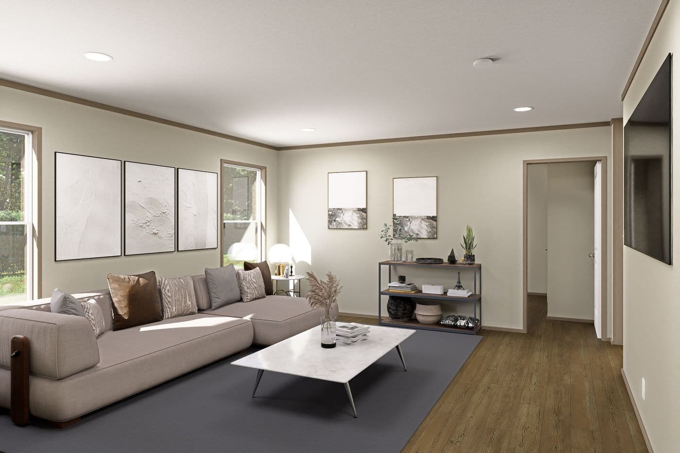 The SUMMIT Living Room. This Manufactured Mobile Home features 4 bedrooms and 3 baths.